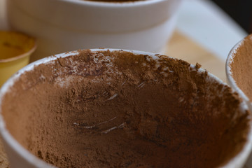Chocolate powder in a ramkin