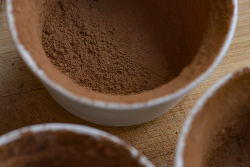 Chocolate powder in a ramkin