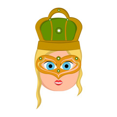 Girl avatar with mardi gras ornaments. Vector illustration design