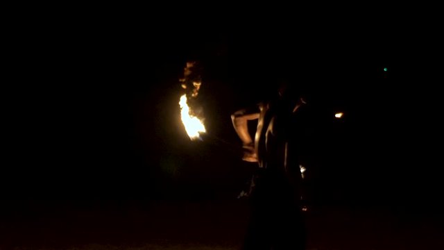 Slow Motion Close-Up Fire Dancer