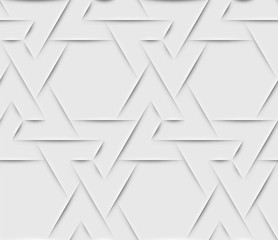 Seamless islam pattern with triangular and hexagonal cells made from shadows and lights in origami style