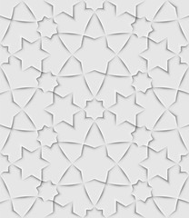 Seamless islam pattern with gloral tiled cells made from shadows and lights in origami style