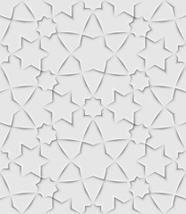 Seamless islam pattern with gloral tiled cells made from shadows and lights in origami style