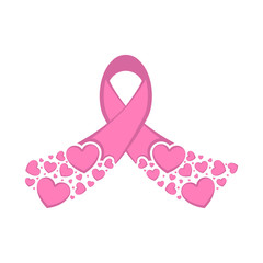 Fototapeta premium Pink ribbon. Breast cancer awareness symbol. Vector illustration design