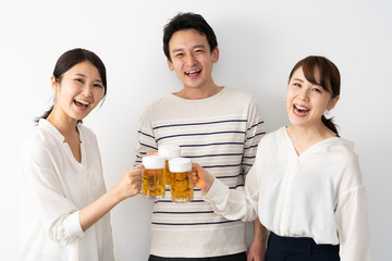 young asian group drinking beer © taka