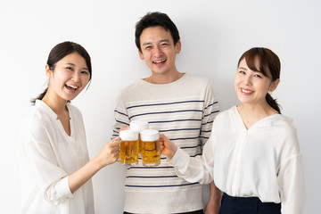 young asian group drinking beer © taka