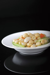 Fried lily of celery with macadamia nuts