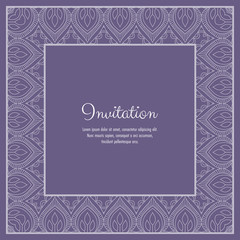 Abstract ornamental lace frame for greeting card or invitation