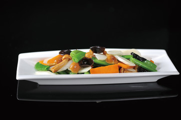 Stir fried fresh radish mushroom huaishan agaric