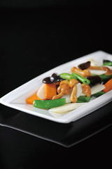 Stir fried fresh radish mushroom huaishan agaric