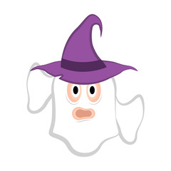 Isolated cute halloween witch ghost. Vector illustration design