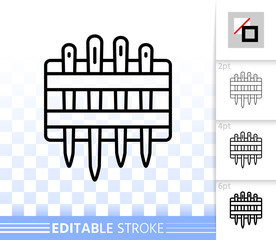 Needle Set simple black line vector icon