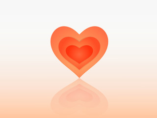 A red heart shape design with many layers and shadow to show love for beloved person vector illustration