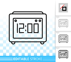 Clock simple black line vector icon