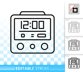Alarm Clock simple black line vector icon