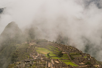 Landscape of Machu Picchu ruins in Peru.