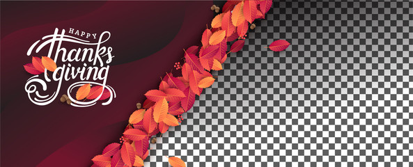Thanksgiving day banner background. Celebration quotation for card.vector illustration.Autumn season Calligraphy of "Thanksgiving".