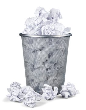 Waste Basket Full of Crumpled Paper