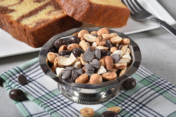 Snack mix and cake