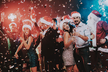 Happy Young People Dancing on New Year Party.