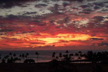 Paradise and a red sky