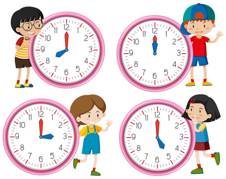 Clock with children character