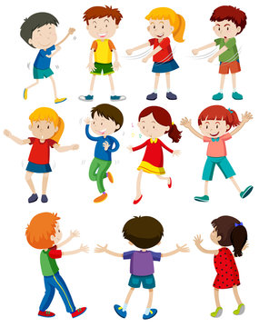 Set of children dancing
