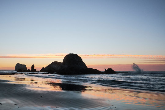 The coast at sunset in Big Sur