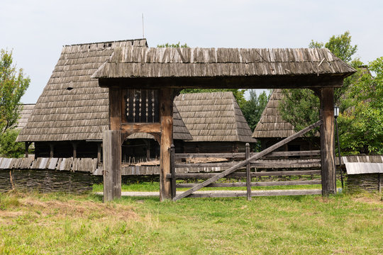 Traditional Wood Gate in Maramures Region in Northern Romania.