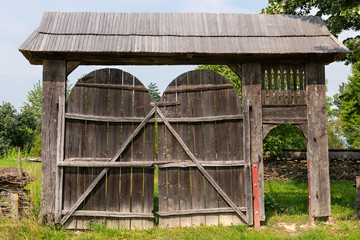 Traditional Wood Gate in Maramures Region in Northern Romania.