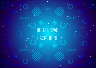 Digital signs on starry sky background