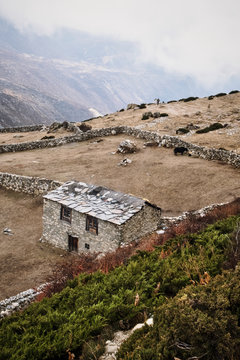 A stone house in the Himalayas