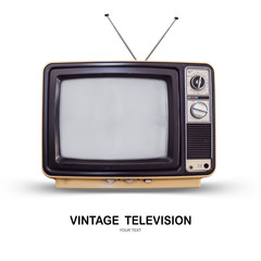 Vintage TV isolated on white background .
