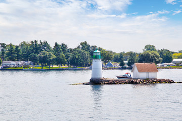 Sunken Rock Island Lighthouse on Thousand Islands in New York State