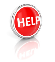 Help icon on glossy red round button