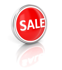 Sale icon on glossy red round button
