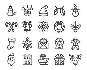 christmas,xmas thin line icon set,vector and illustration