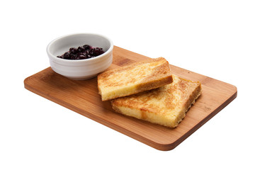 Breakfast. Toasts with jam. On a white background