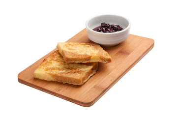 Breakfast. Toasts with jam. On a white background