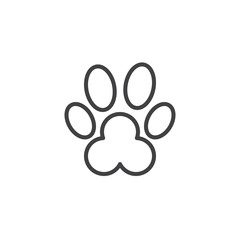 Animal paw outline icon. linear style sign for mobile concept and web design. Pet Paw print simple line vector icon. Symbol, logo illustration. Pixel perfect vector graphics