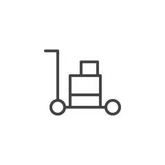 Naklejka premium Luggage Trolley outline icon. linear style sign for mobile concept and web design. Hotel service simple line vector icon. Symbol, logo illustration. Pixel perfect vector graphics