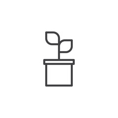 Potted plant outline icon. linear style sign for mobile concept and web design. Houseplant simple line vector icon. Symbol, logo illustration. Pixel perfect vector graphics
