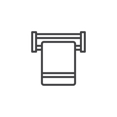 Bath towel on rack outline icon. linear style sign for mobile concept and web design. towel hanging simple line vector icon. Symbol, logo illustration. Pixel perfect vector graphics