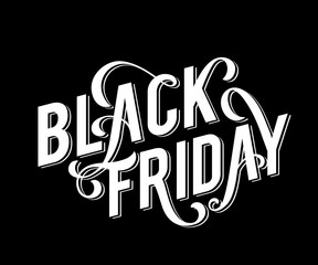 Black Friday Sale Poster with handdrawn lettering. Vector.