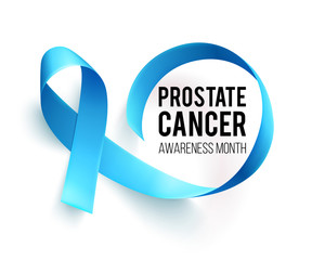 Banner for Prostate cancer awareness month in november. Word hope with realistic blue ribbon. Design template for poster