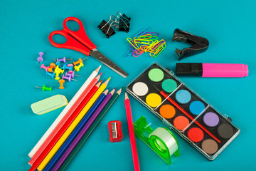 Colored school supplies