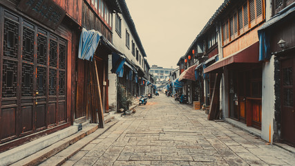 Naklejka na ściany i meble Old narrow streets of Tongli in China