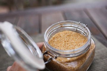 Closeup of brown sugar.