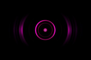 Abstract dark ping ring with sound waves oscillating background