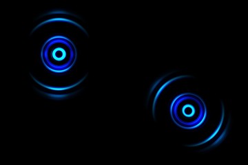 Abstract blue ring with sound waves oscillating background